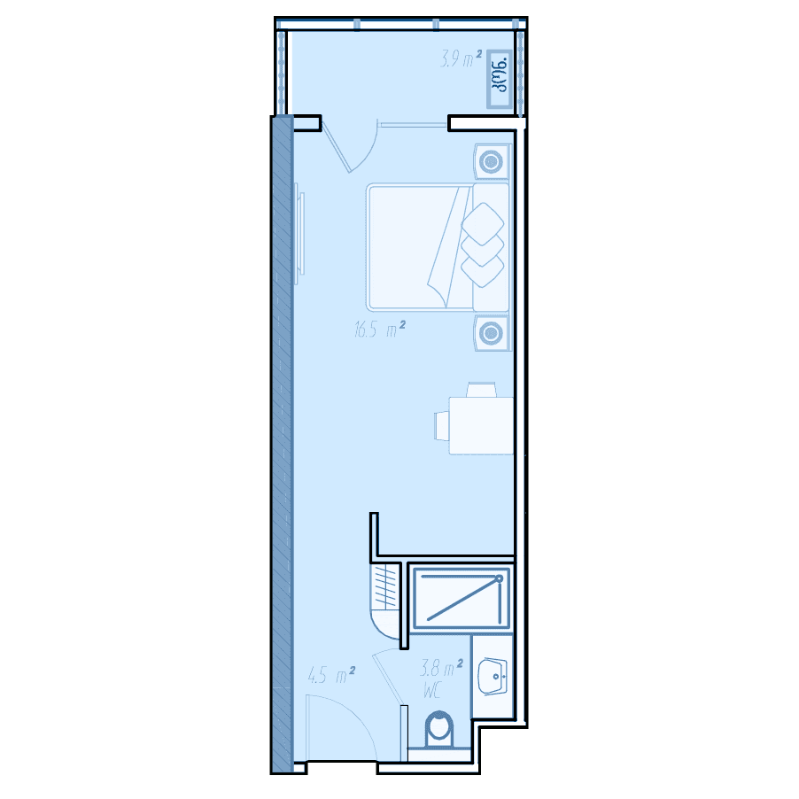 Студия, 31.5 м², 22 этаж в ЖК "BlueSky Tower"