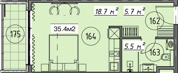 studio, 35.4 m², 1 floor in "Grand Botanico Residence"