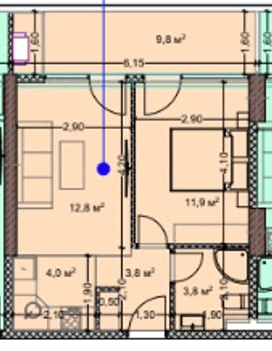 1-комнатная квартира, 48.1 м², 15 этаж в ЖК "Prime Residence"