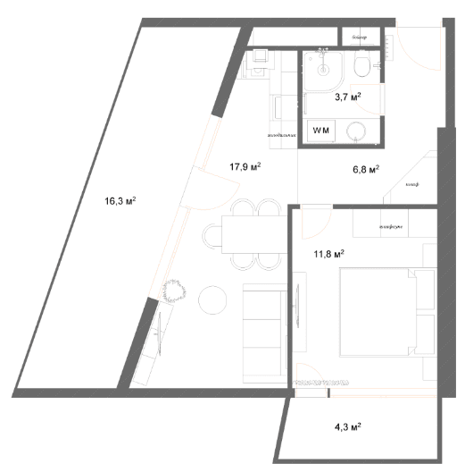 1-комнатная квартира, 63.8 м², 38 этаж в ЖК "7th Heaven Residence"