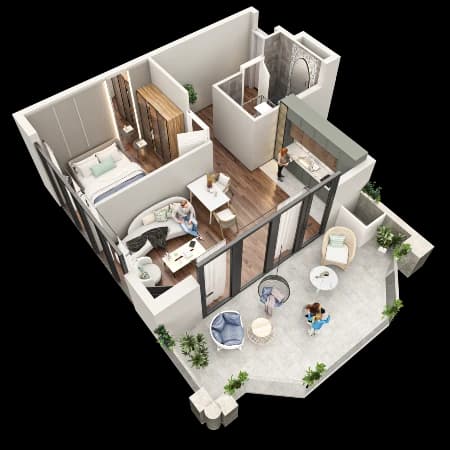 1-bedroom apartment, 66.3 m², 13 floor in "Tekto Franco"