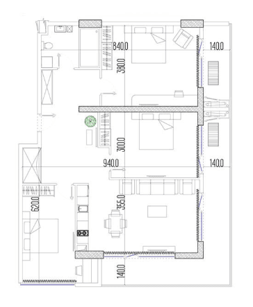 2-комнатная квартира, 121.5 м², 35 этаж в ЖК "Intourist Residence"