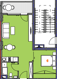 1-bedroom apartment, 46.81 m², 4 floor in "Palm Residence"