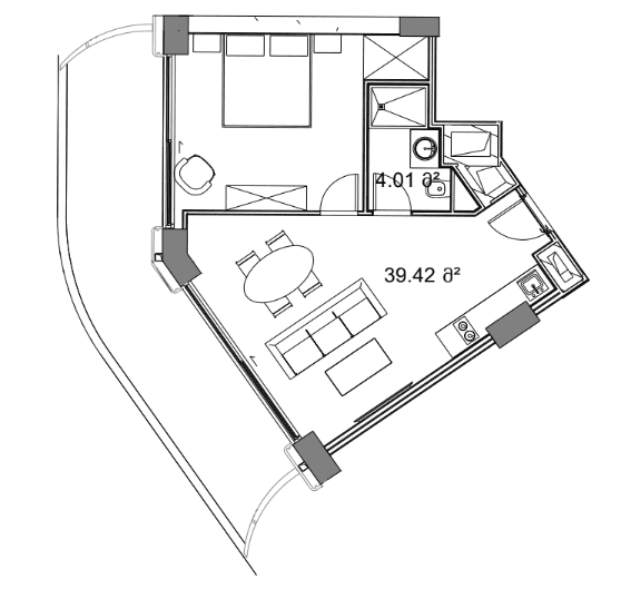 1-комнатная квартира, 70.15 м², 2 этаж в ЖК "Next Collection"