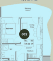 1-комнатная квартира, 44.2 м², 5 этаж в ЖК "Mardi Hills"