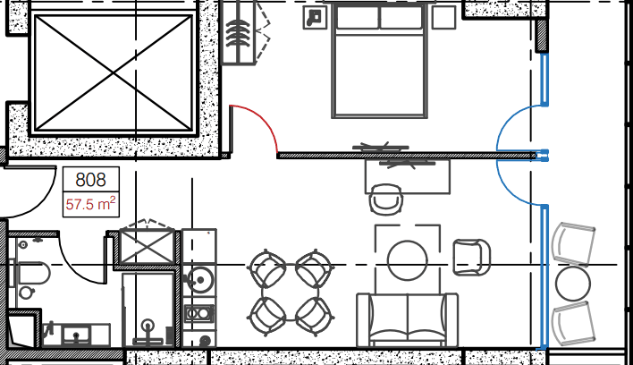 1-bedroom apartment, 57.5 m², 8 floor in "Cube"