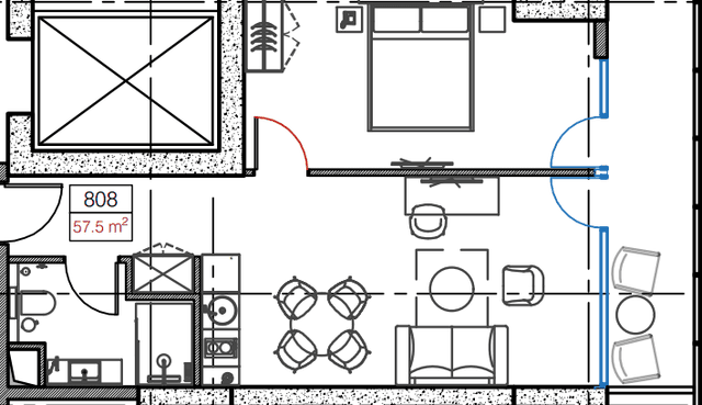 1-комнатная квартира, 57.5 м², 8 этаж в ЖК "Cube"