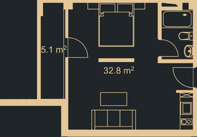 Студия, 36.9 м², 15 этаж в ЖК "Green Side Gonio"