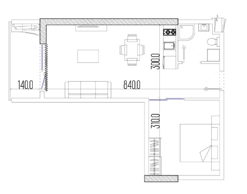 2-комнатная квартира, 40 м², 14 этаж в ЖК "Intourist Residence"