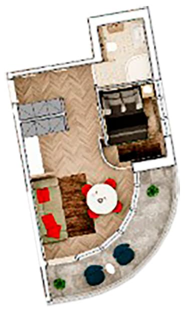 2-комнатная квартира, 47 м², 18 этаж в ЖК "Kolos"