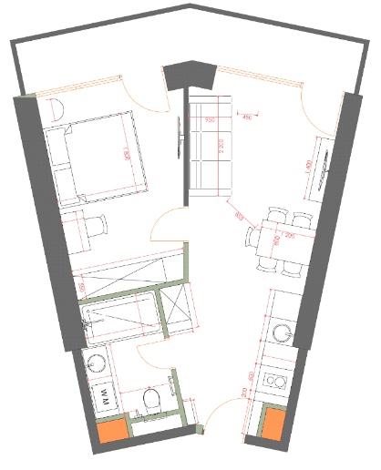 1-bedroom apartment, 49.63 m², 34 floor, 7th Heaven Residence in Batumi