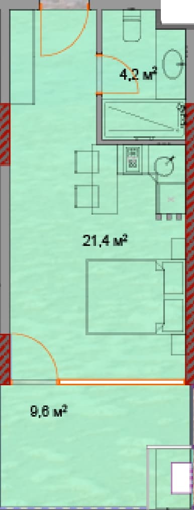 studio, 36 m², 21 floor, Horizon Grand Residence in Batumi