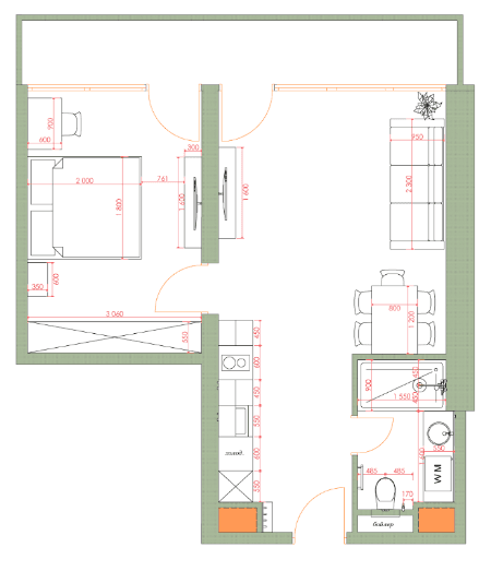 1-bedroom apartment, 54.32 m², 23 floor in "7th Heaven Residence"