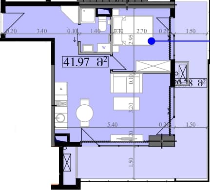 1-комнатная квартира, 62.75 м², 8 этаж в ЖК "Park Tower"