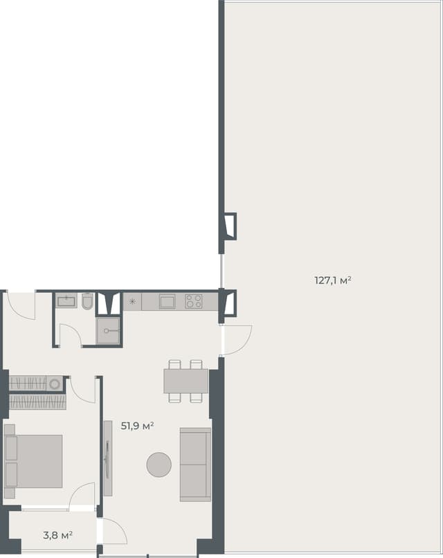 1-комнатная квартира, 182.8 м², 32 этаж в ЖК "One"