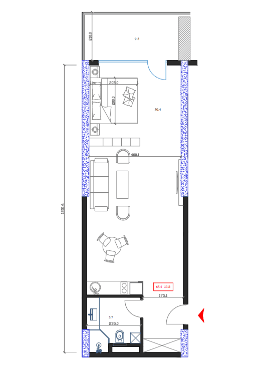 studio, 65.4 m², 6 floor in "Marina Club"