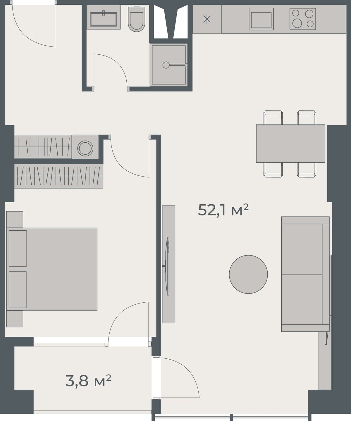 1-bedroom apartment, 55.9 m², 30 floor, One in Batumi