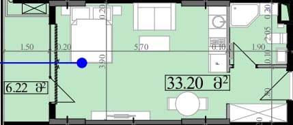 studio, 39.42 m², 8 floor in "Park Tower"