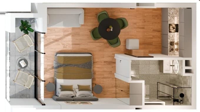 studio, 34 m², 10 floor, Dream Side in Batumi