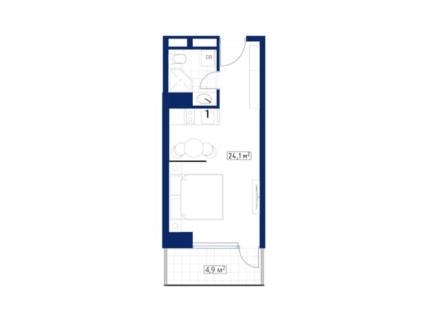 studio, 29.3 m², 39 floor in "Calligraphy Towers"