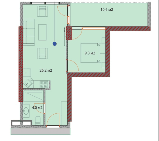 1-bedroom apartment, 50.2 m², 20 floor in "OKTO Art House"