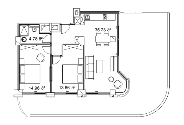 2-bedroom apartment, 133.49 m², 9 floor in "Next Collection"
