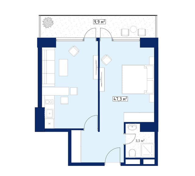 1-bedroom apartment, 57.2 m², 38 floor in "Calligraphy Towers"