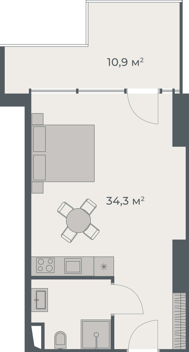 Студия, 45.2 м², 28 этаж в ЖК "One"