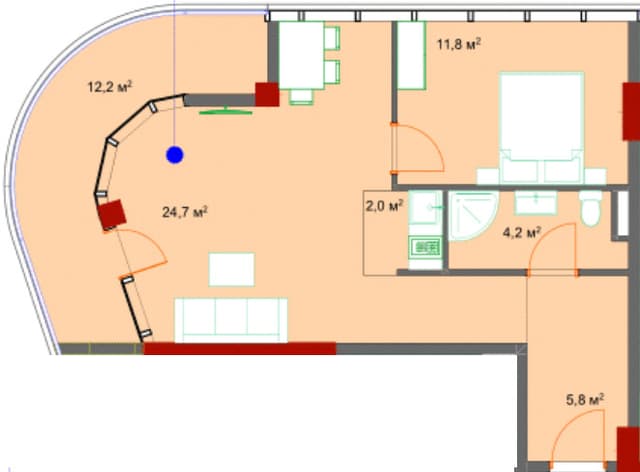 2-bedroom apartment, 62.9 m², 13 floor in "Kolos"