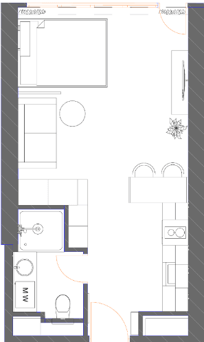 studio, 42.15 m², 17 floor, 7th Heaven Residence in Batumi