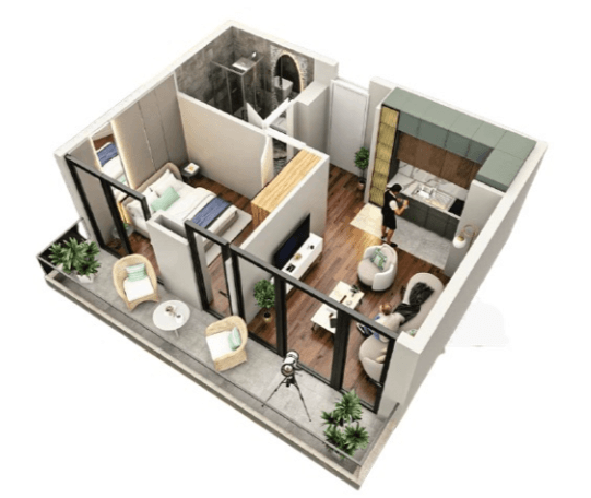 1-bedroom apartment, 49.4 m², 3 floor in "Tekto Rakurs"