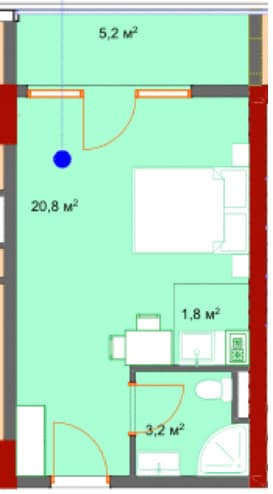 Студия, 31.5 м², 13 этаж в ЖК "Kolos"