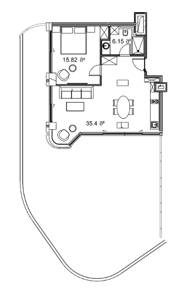 1-bedroom apartment, 160.24 m², 11 floor in "Next Collection"