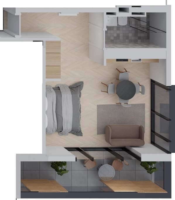 studio, 38.4 m², 3 floor, Dream Side in Batumi