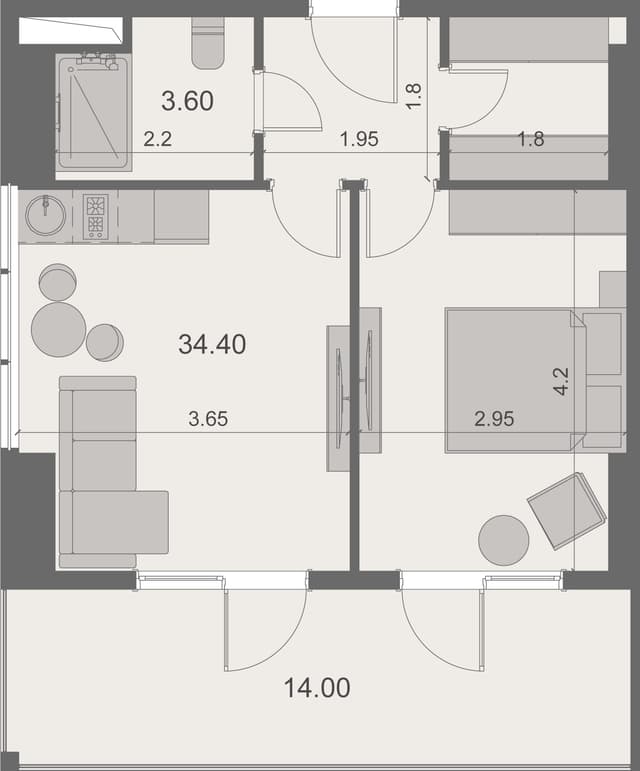 1-bedroom apartment, 52 m², 4 floor in "Stay & Rent"