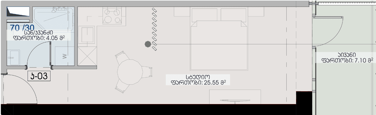 Студия, 36.7 м², 14 этаж в ЖК "Geuz Towers"