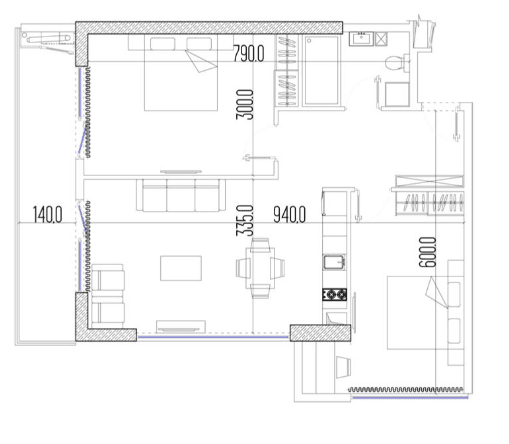 3-bedroom apartment, 71.3 m², 501 floor in "Intourist Residence"
