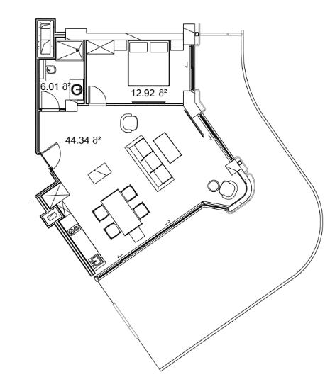 1-комнатная квартира, 121.35 м², 9 этаж в ЖК "Next Collection"