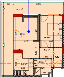 2-bedroom apartment, 72.4 m², 6 floor, Lagoon Resort in Batumi