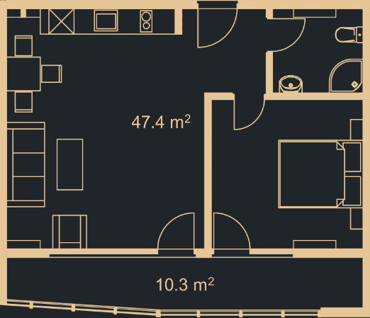 1-комнатная квартира, 56.4 м², 14 этаж в ЖК "Green Side Gonio"