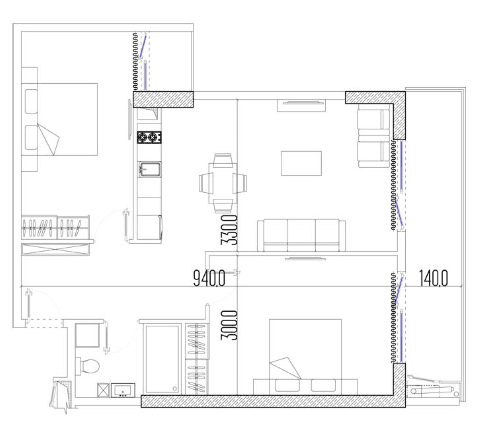3-bedroom apartment, 72.8 m², 28 floor in "Intourist Residence"