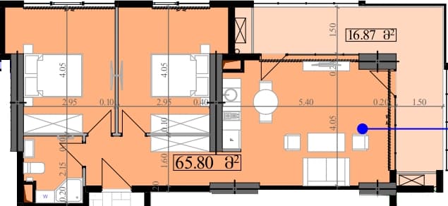 2-комнатная квартира, 82.67 м², 16 этаж в ЖК "Park Tower"
