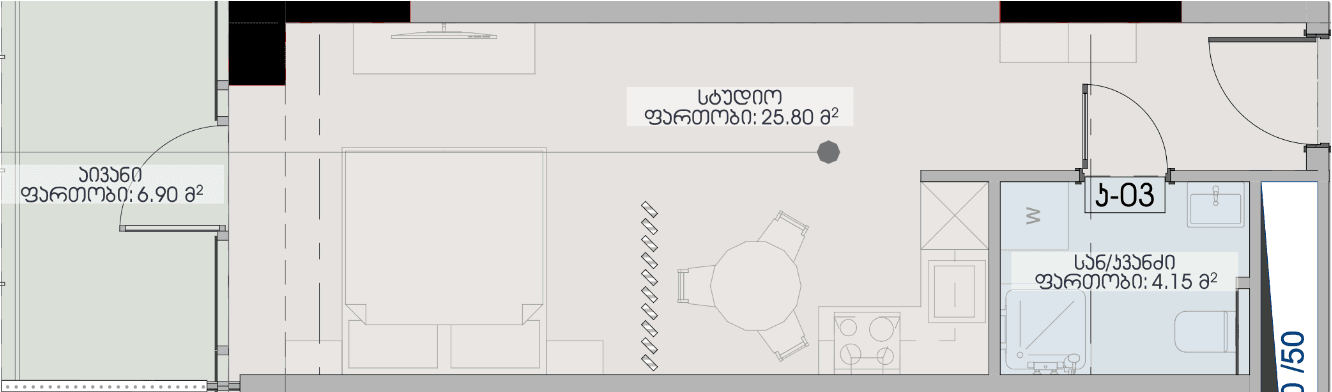 Студия, 36.85 м², 33 этаж в ЖК "Geuz Towers"