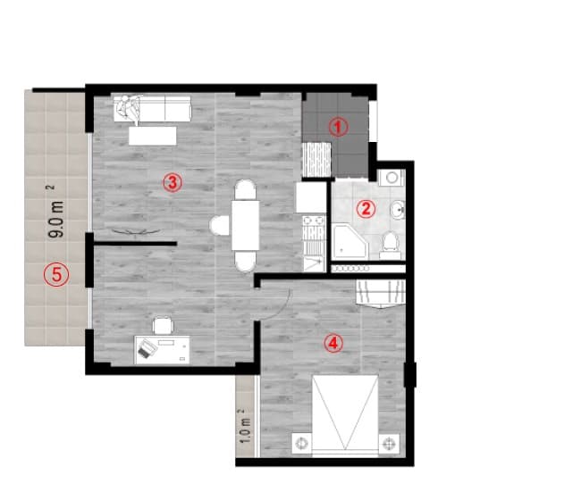 1-комнатная квартира, 64.4 м², 6 этаж в ЖК "Green Cape"