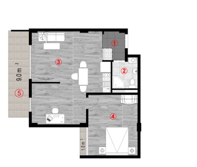 1-комнатная квартира, 64.4 м², 6 этаж в ЖК "Green Cape"