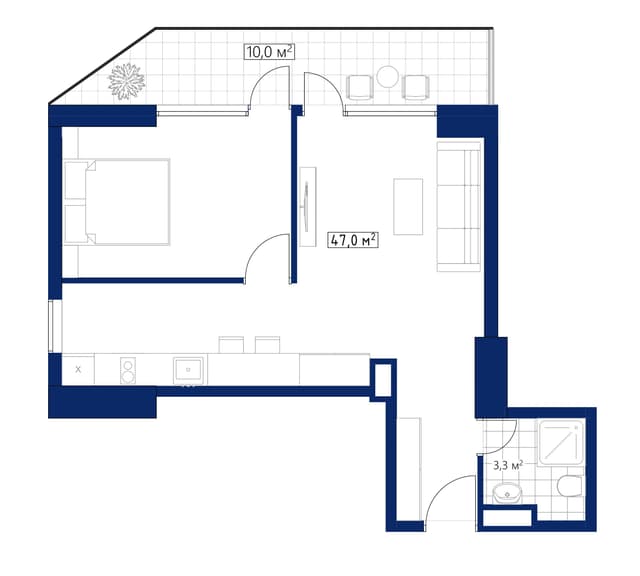 1-bedroom apartment, 57 m², 42 floor in "Calligraphy Towers"