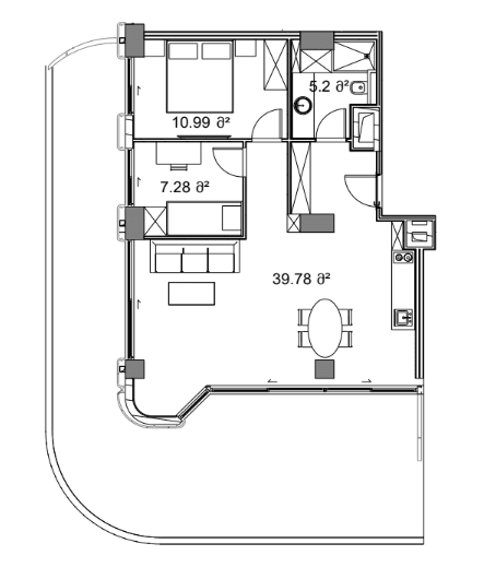 1-комнатная квартира, 127.89 м², 2 этаж в ЖК "Next Collection"