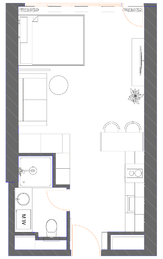 studio, 42.15 m², 33 floor, 7th Heaven Residence in Batumi