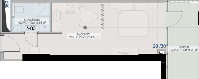 Студия, 38.4 м², 7 этаж в ЖК "Geuz Towers"