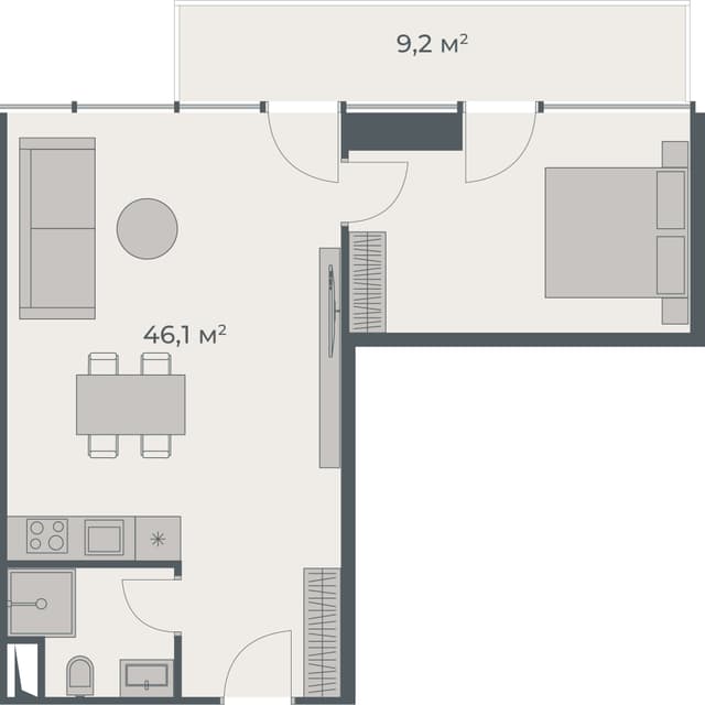 1-комнатная квартира, 55.3 м², 30 этаж в ЖК "One"